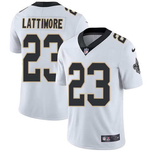 Nike Saints #23 Marshon Lattimore White Men's Stitched NFL Vapor Untouchable Limited Jersey - Click Image to Close